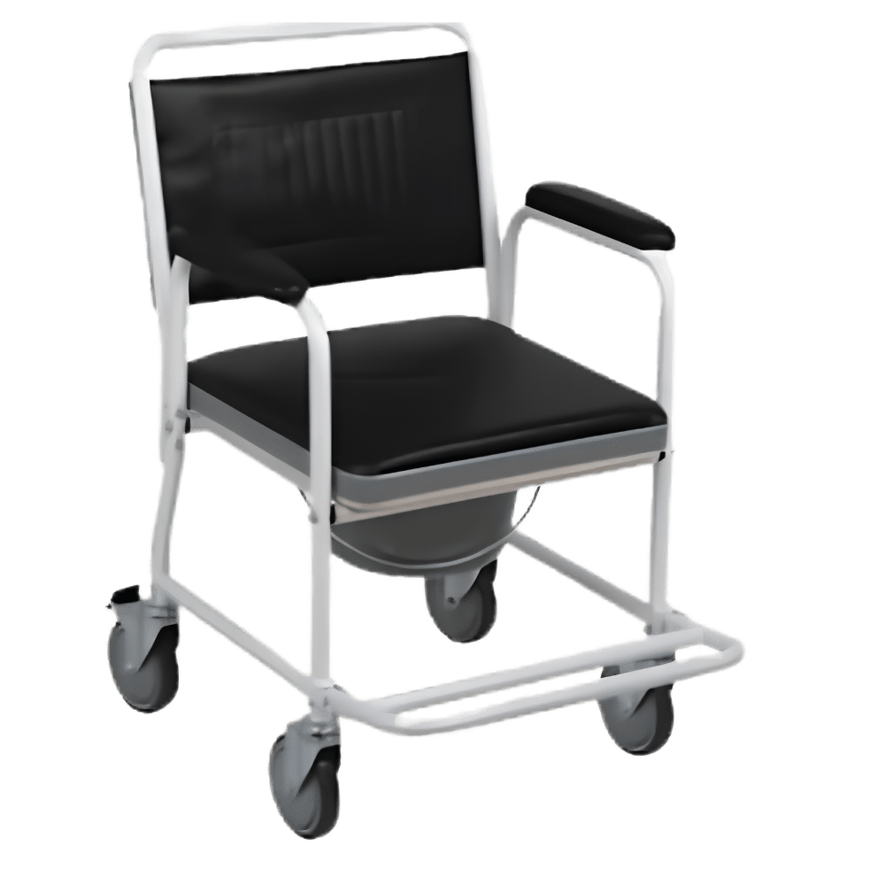 Commode chair on wheels for hire from Home Care iQuip